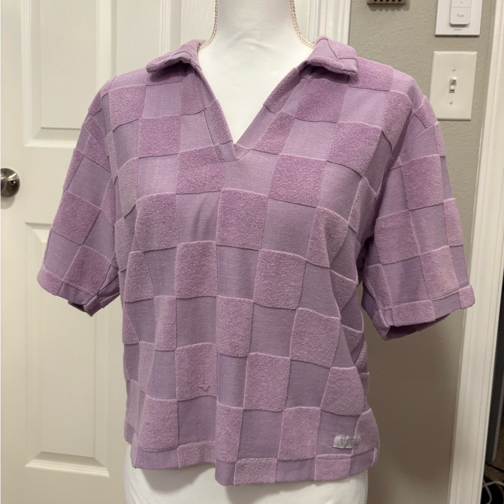 Vans Purple Checkered Women's Short Sleeve Top